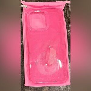 Sparkling Pink Phone Case with bag 16 pro max